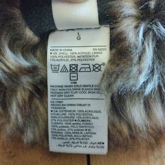 Old Navy Winter Hat Gray Cream Youth Large Knit Nordic Aviator Style Faux Fur - Picture 5 of 7